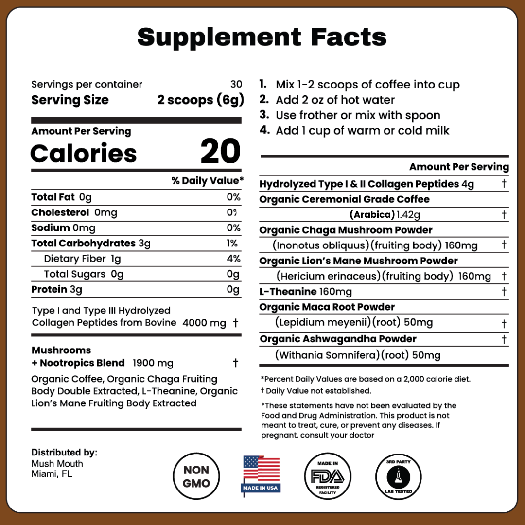 Mushroom Coffee + Adaptogens and Collagen